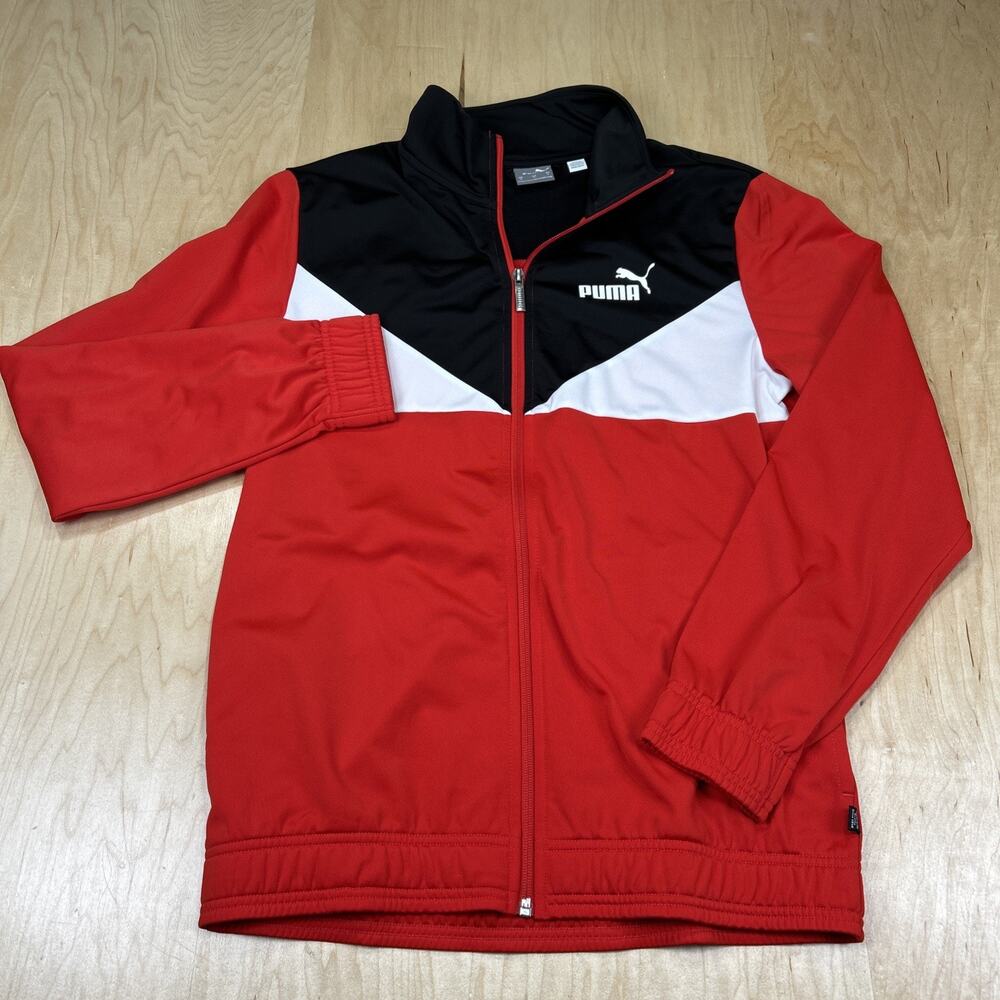 Puma Track Jacket Red Black White Full Zip Athletic Jacket Men’s Small GC